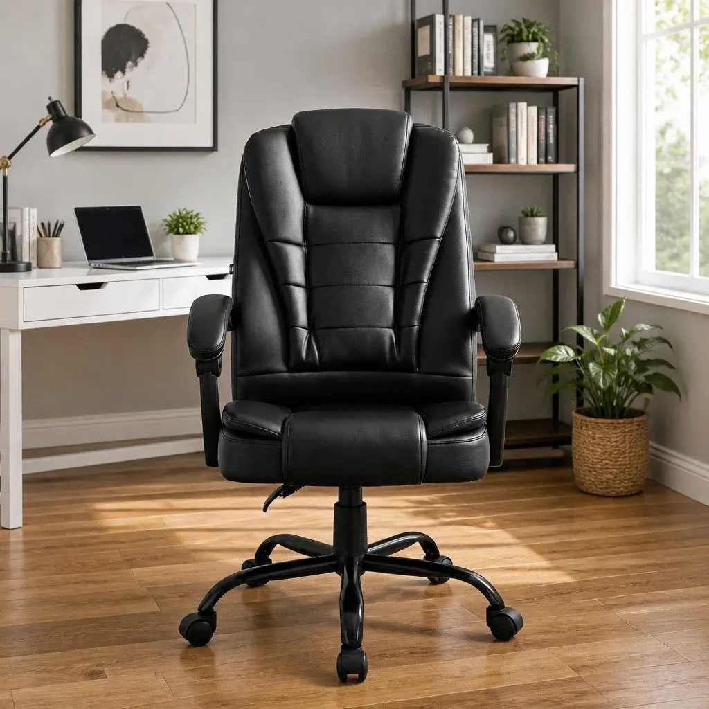 Executive Massage Office Chair in Black PU Leather