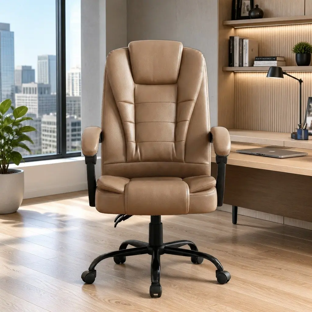 Massage Chair Executive High Back Espresso PU Leather