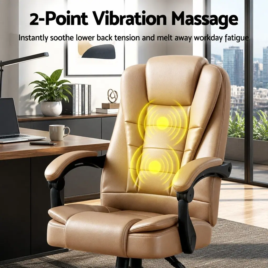 Massage Chair Executive High Back Espresso PU Leather