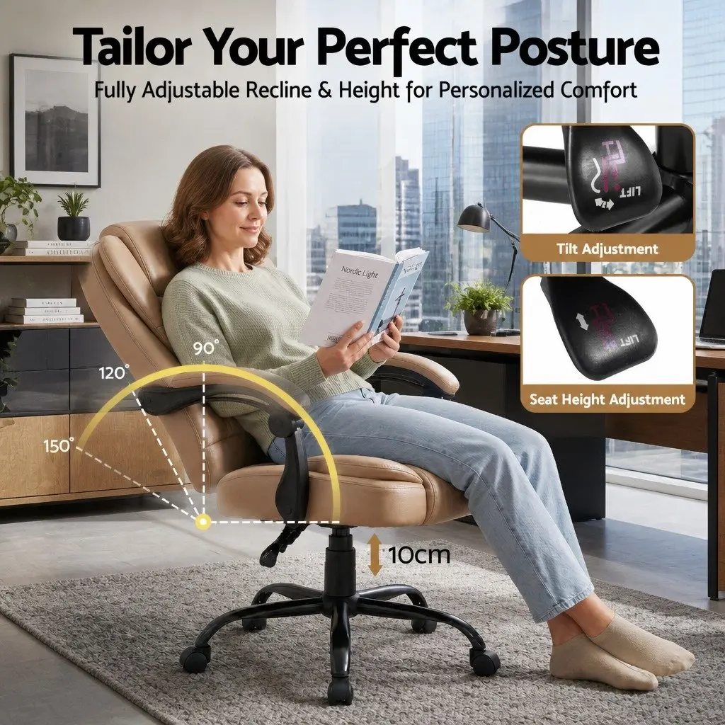 Massage Chair Executive High Back Espresso PU Leather