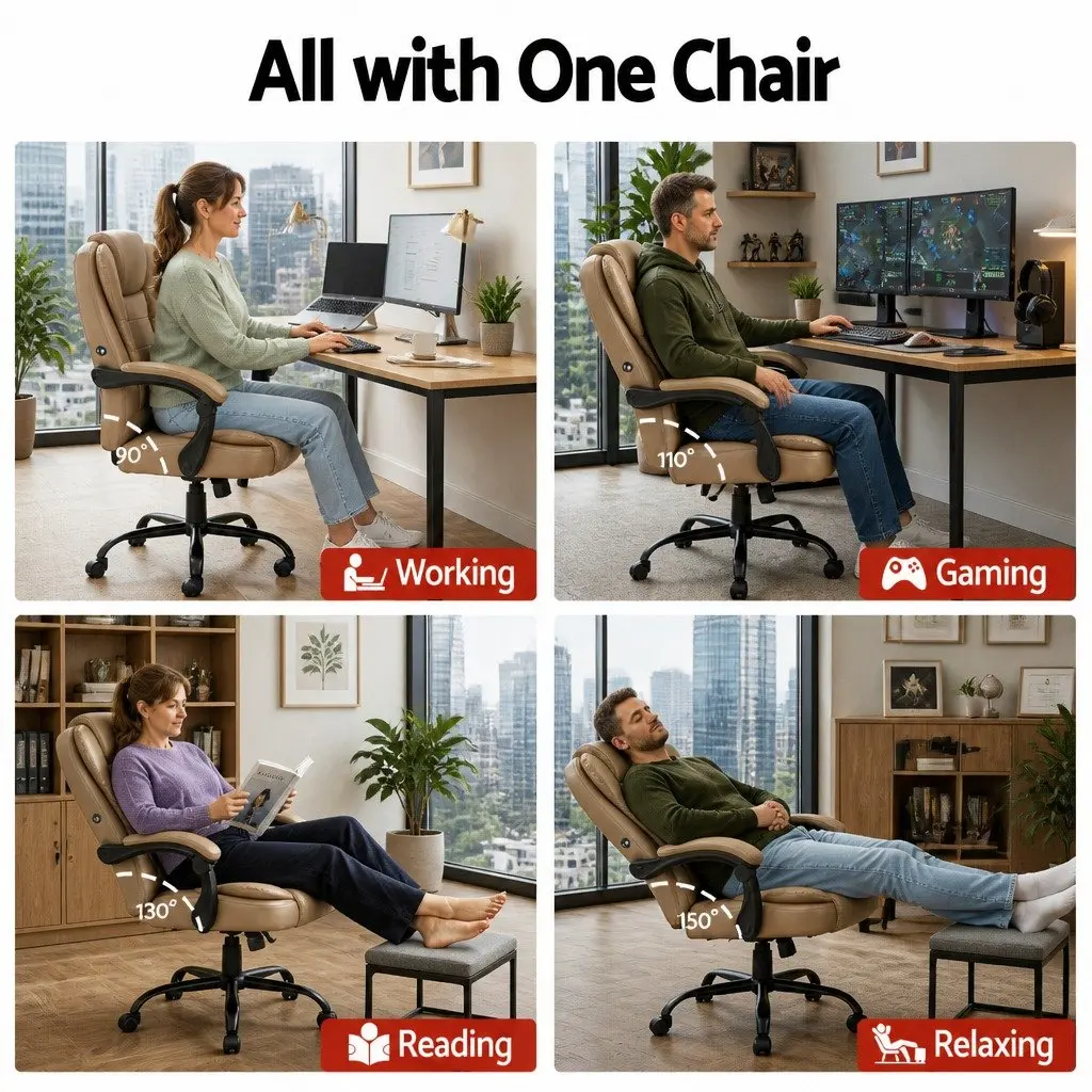Massage Chair Executive High Back Espresso PU Leather