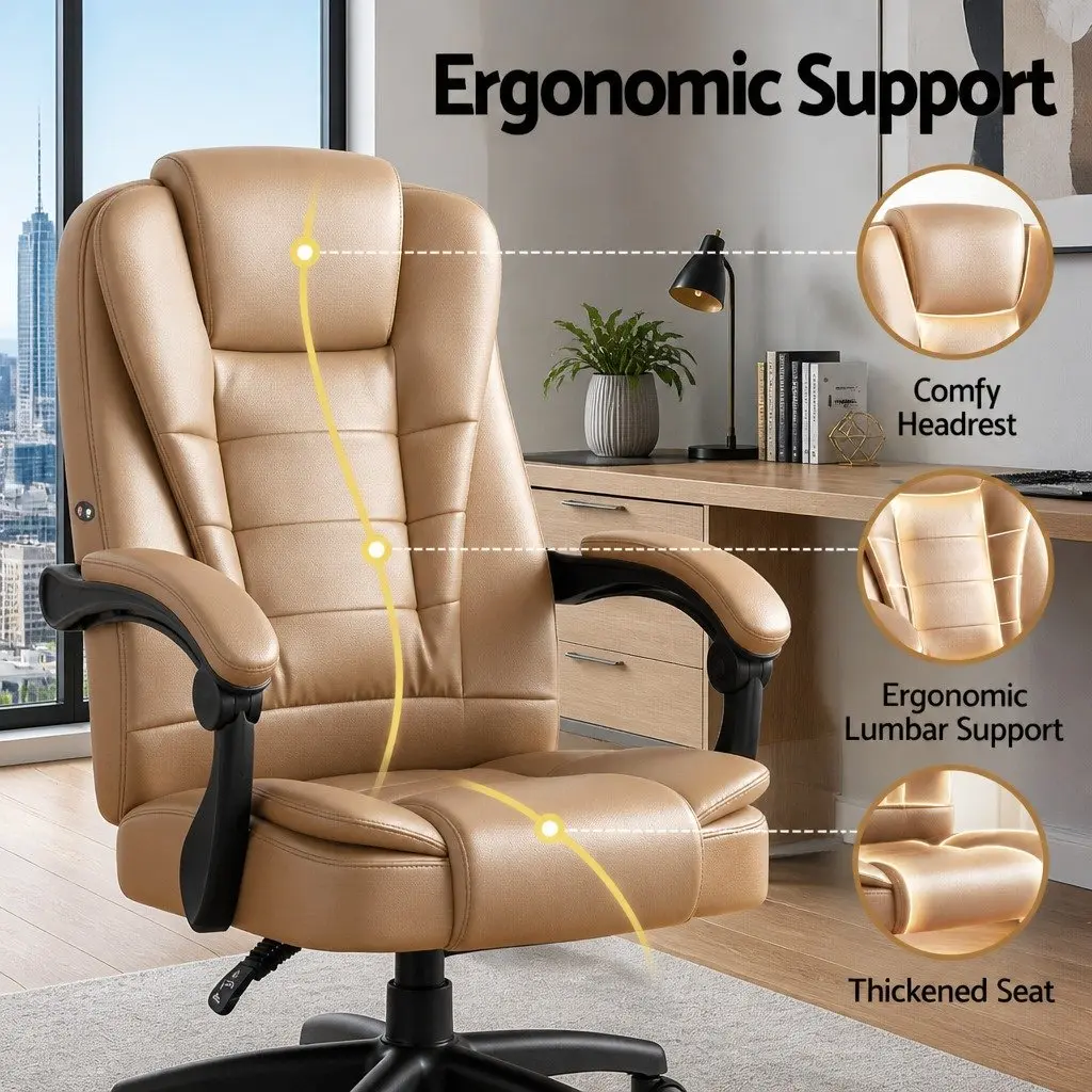 Massage Chair Executive High Back Espresso PU Leather