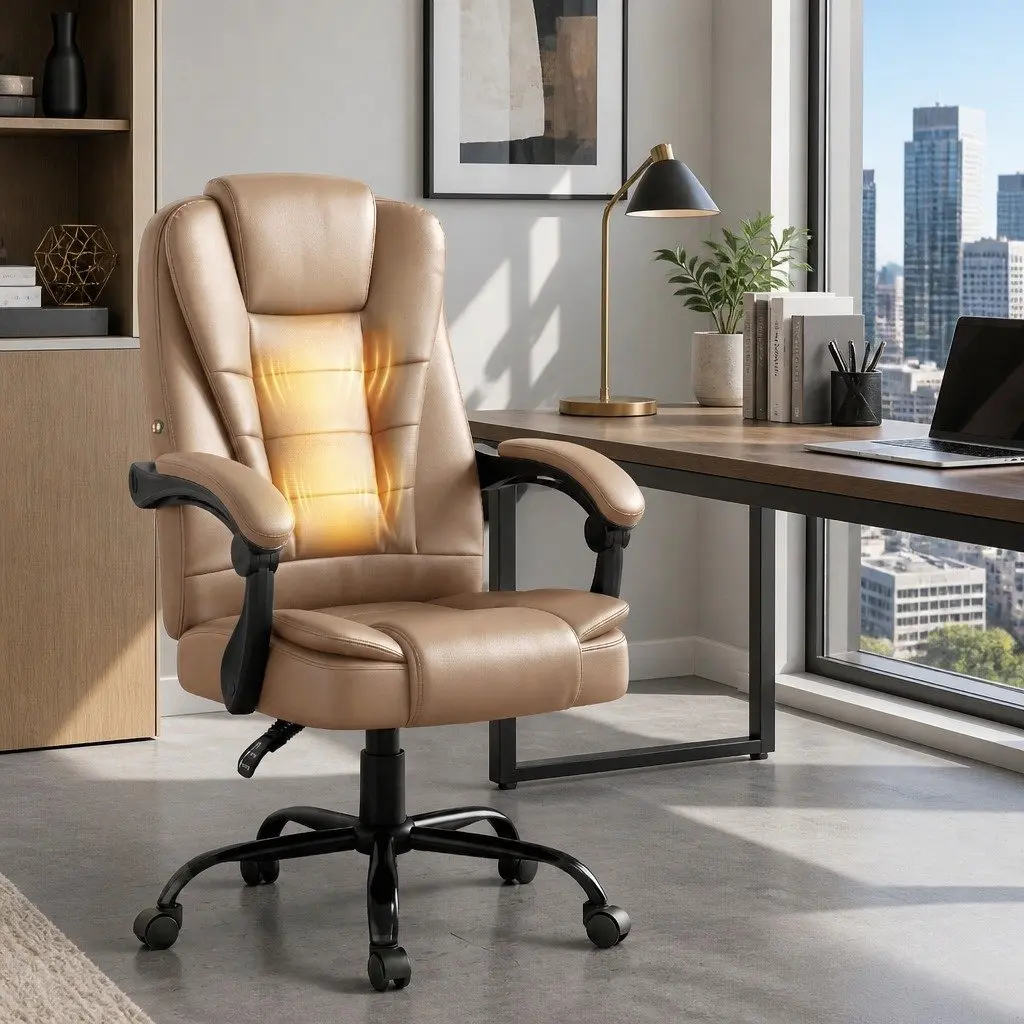 Massage Chair Executive High Back Espresso PU Leather