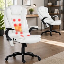 High Back Heated Massage Office Chair in White