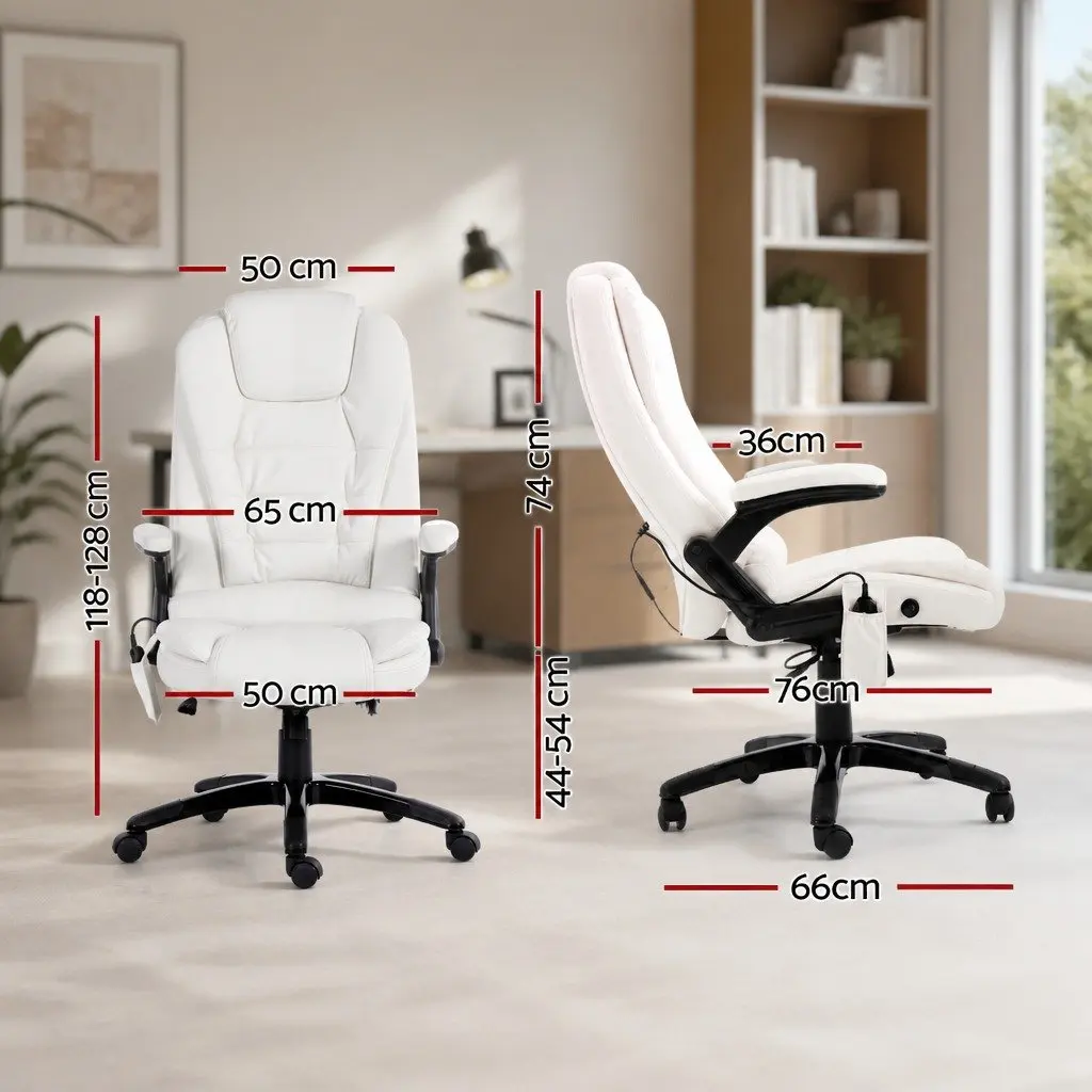 High Back Heated Massage Office Chair in White