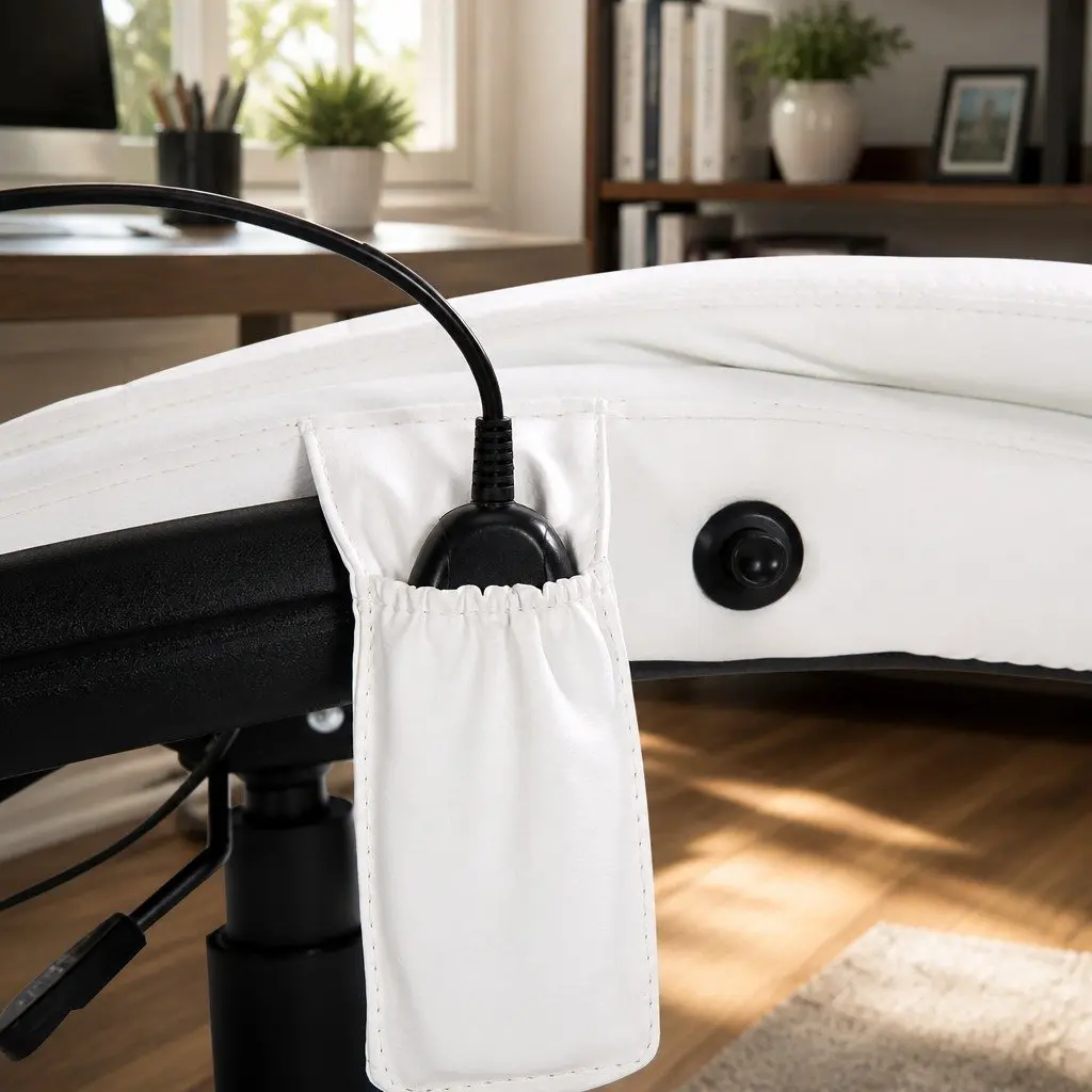 High Back Heated Massage Office Chair in White