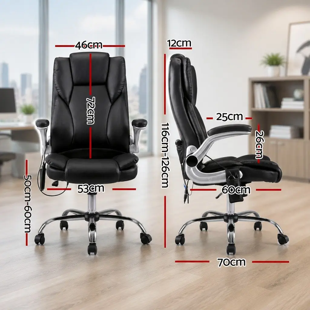 8 Point Massage Office Chair High Back PU Leather Vibration Black Work