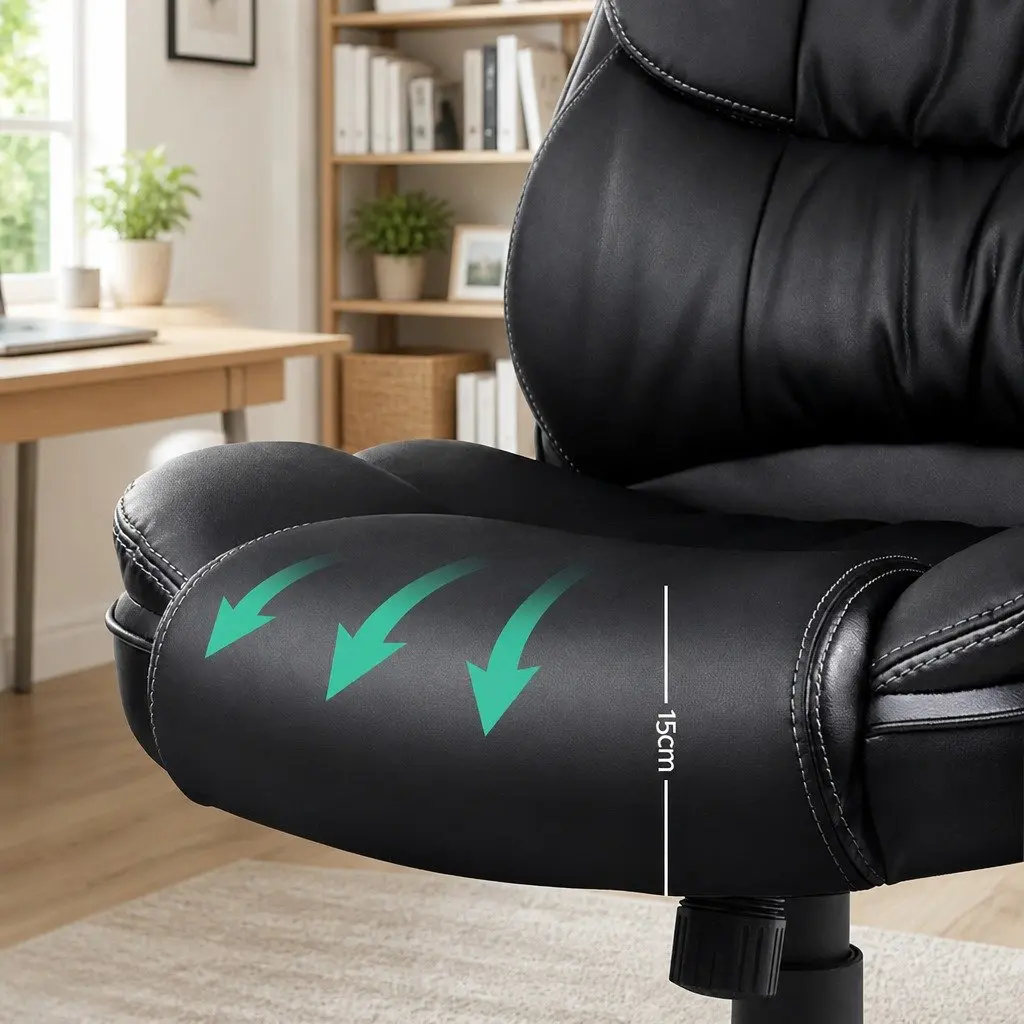 High Back Heated Massage Office Chair in Black PU Leather