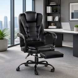 Cozy Black PU Leather 2-Zone Massage Office Chair