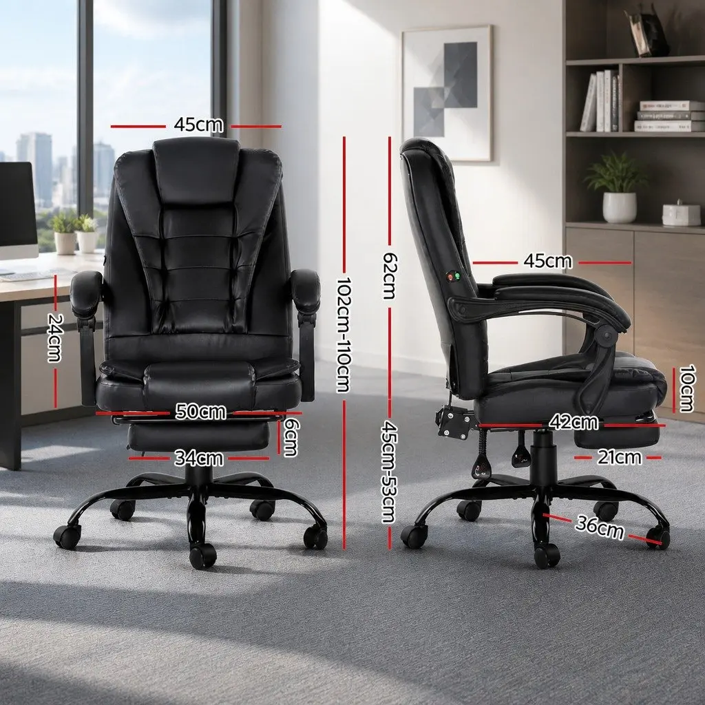 Black PU Leather 2-Zone Massage Office Chair
