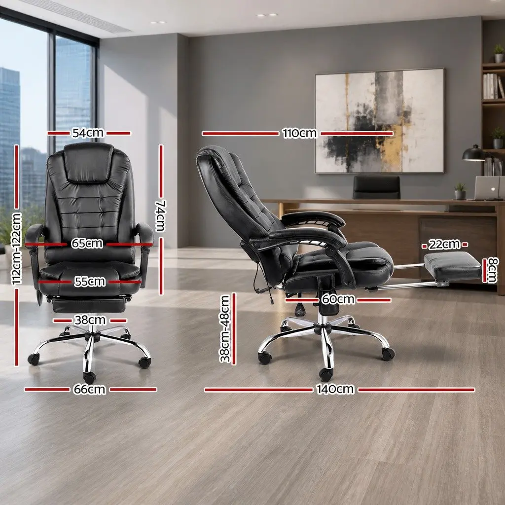 High Back Black Massage Office Chair with Footrest