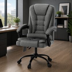 Grey High Back Massage Office Chair with Lumbar Support