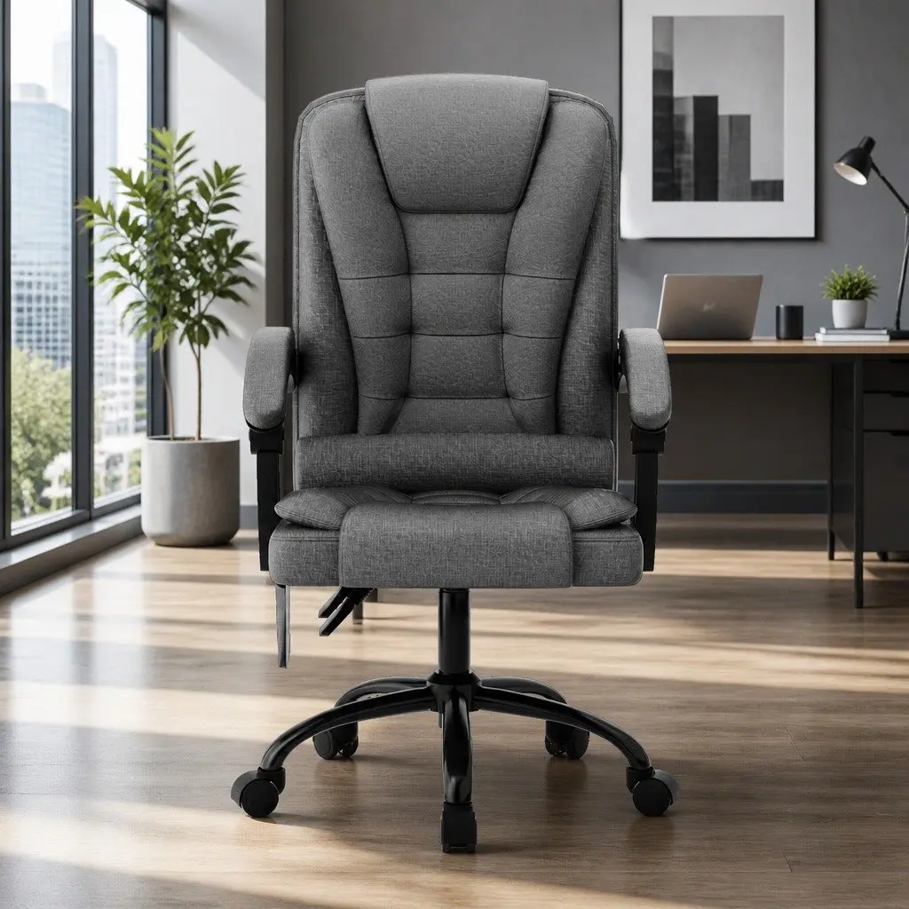 Grey High Back Massage Office Chair with Lumbar Support