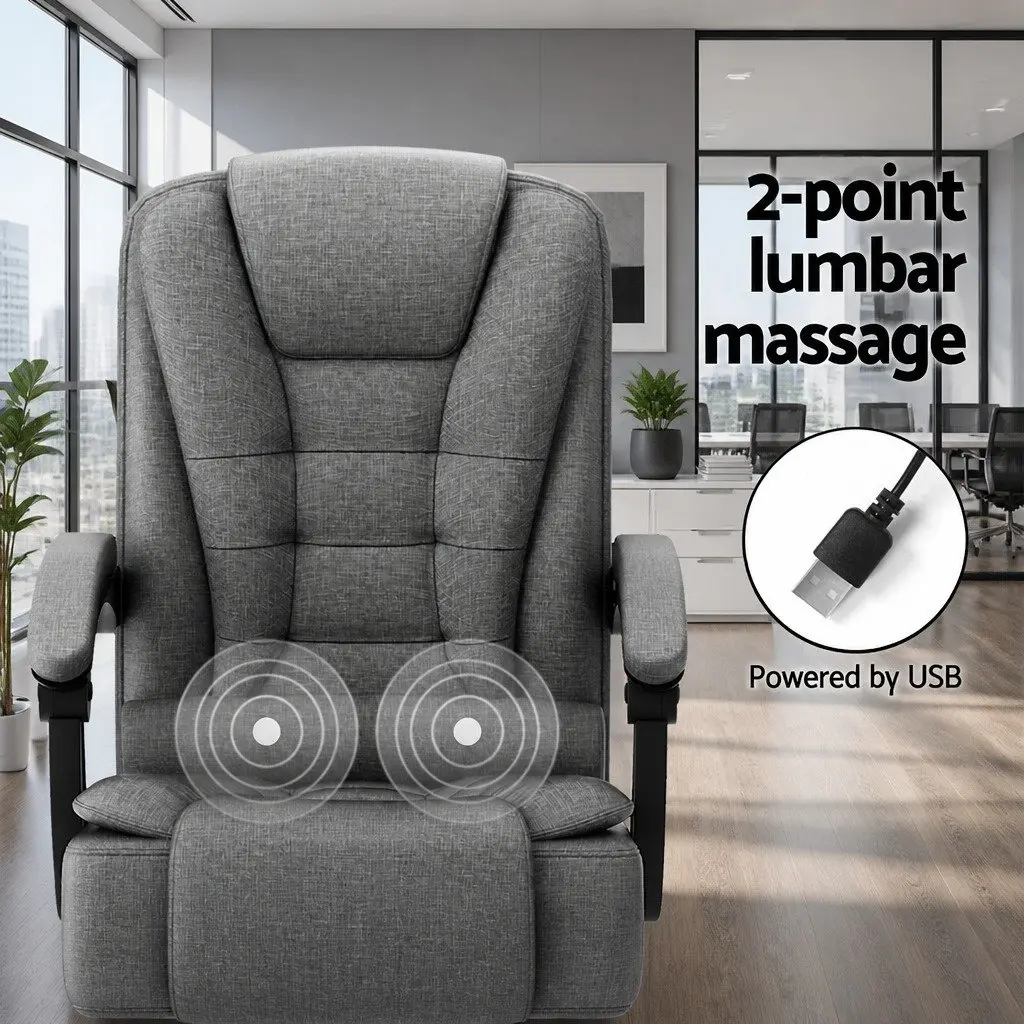 Grey High Back Massage Office Chair with Lumbar Support