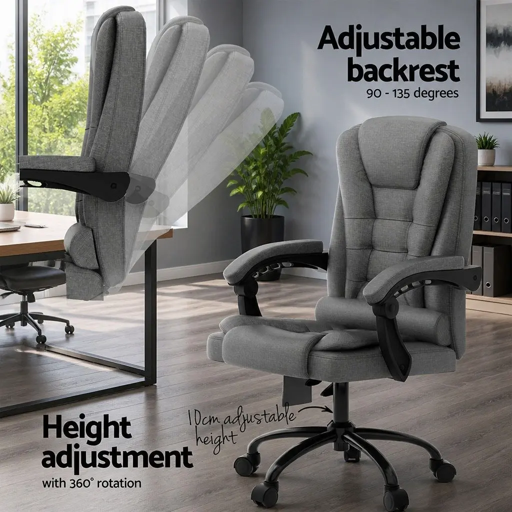 Grey High Back Massage Office Chair with Lumbar Support