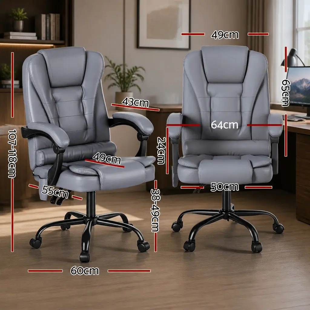 Ergonomic Reclining Massage Office Chair in Grey