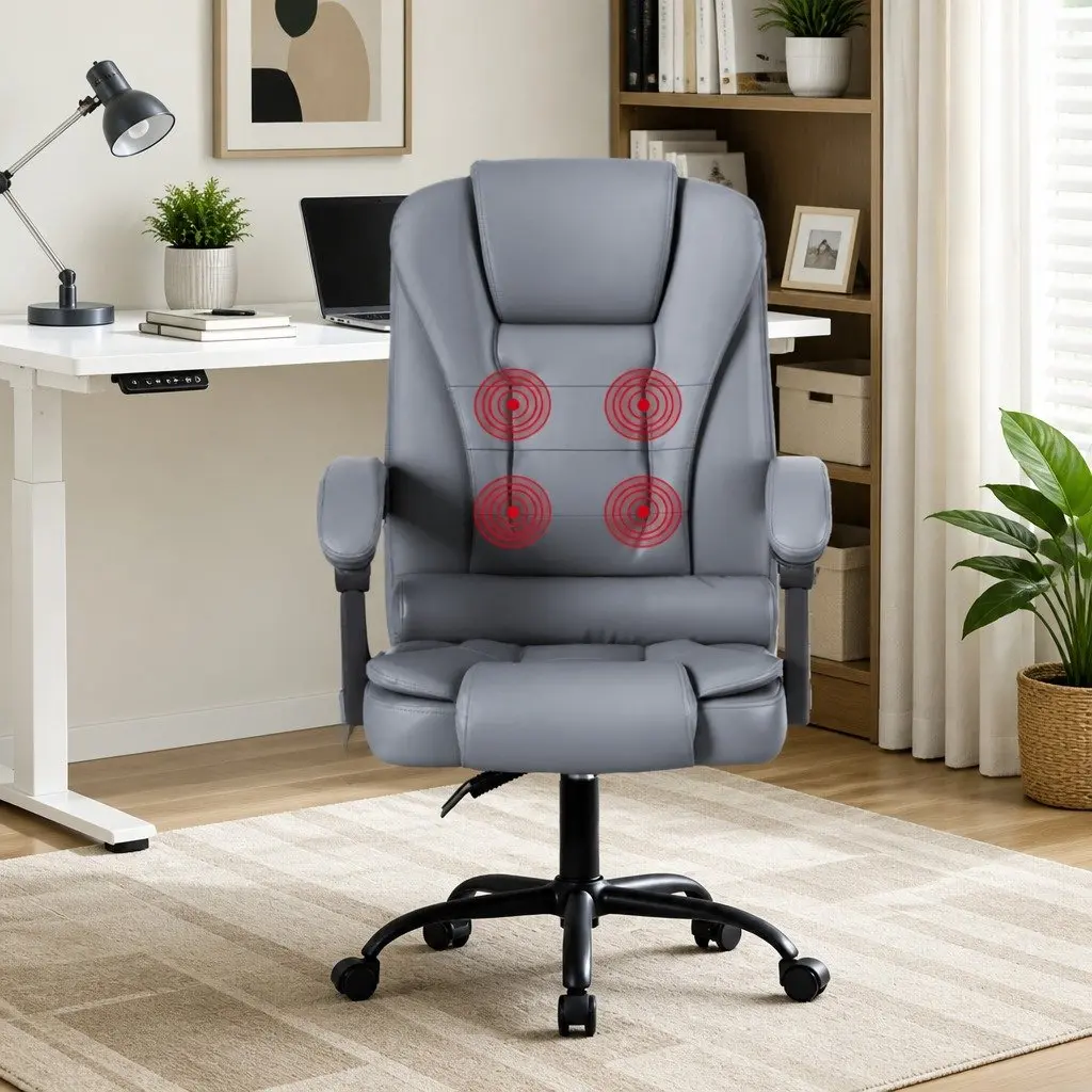 Ergonomic Reclining Massage Office Chair in Grey