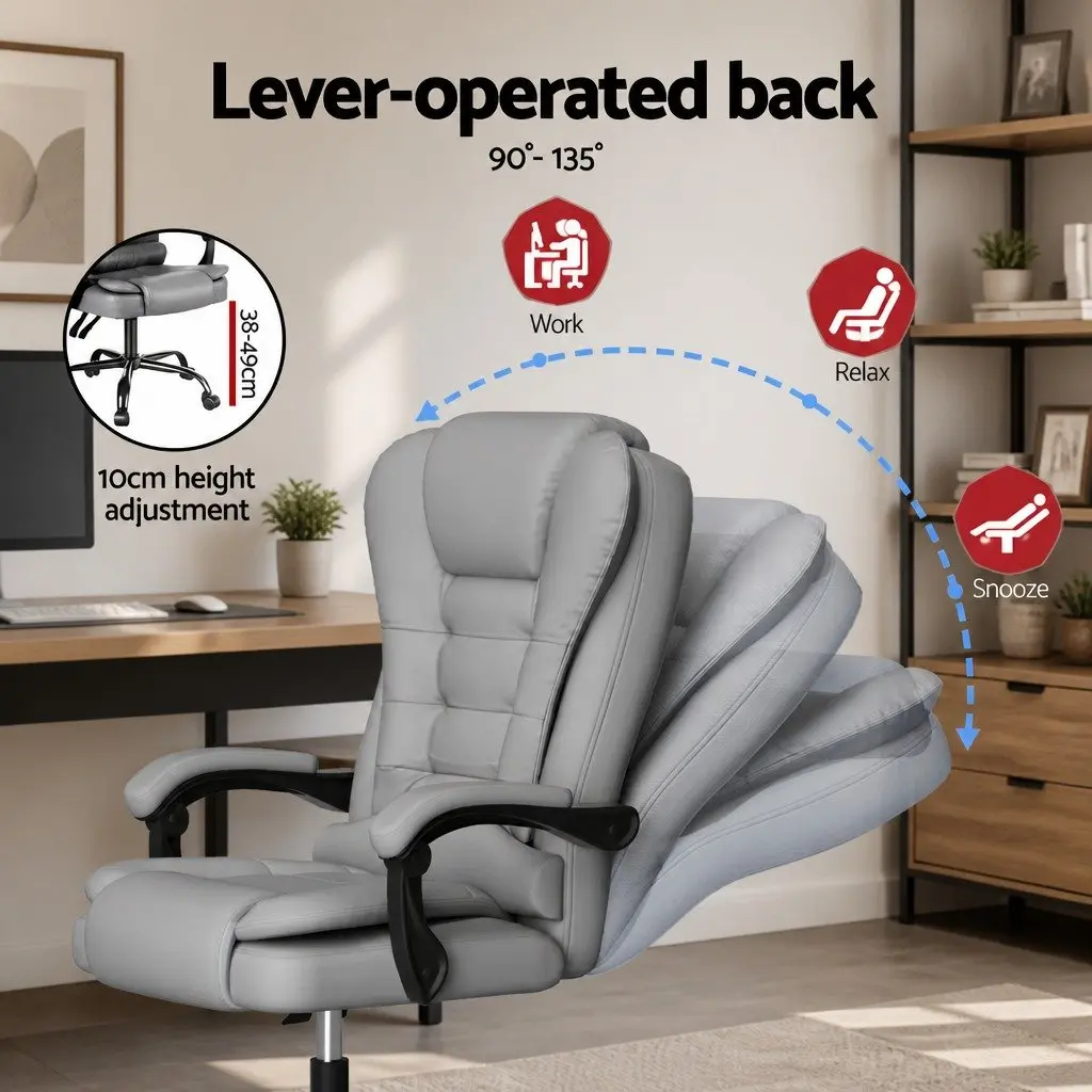 Ergonomic Reclining Massage Office Chair in Grey