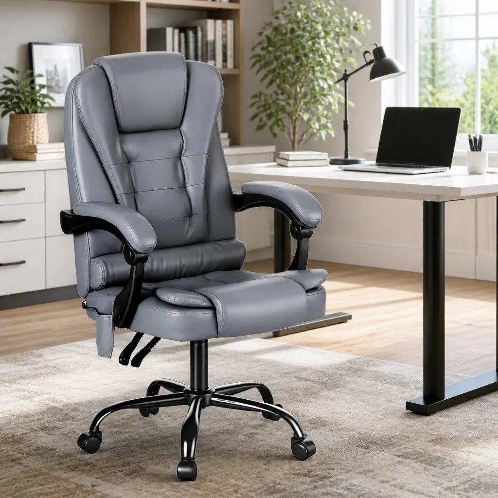 Ergonomic Reclining Massage Office Chair in Grey