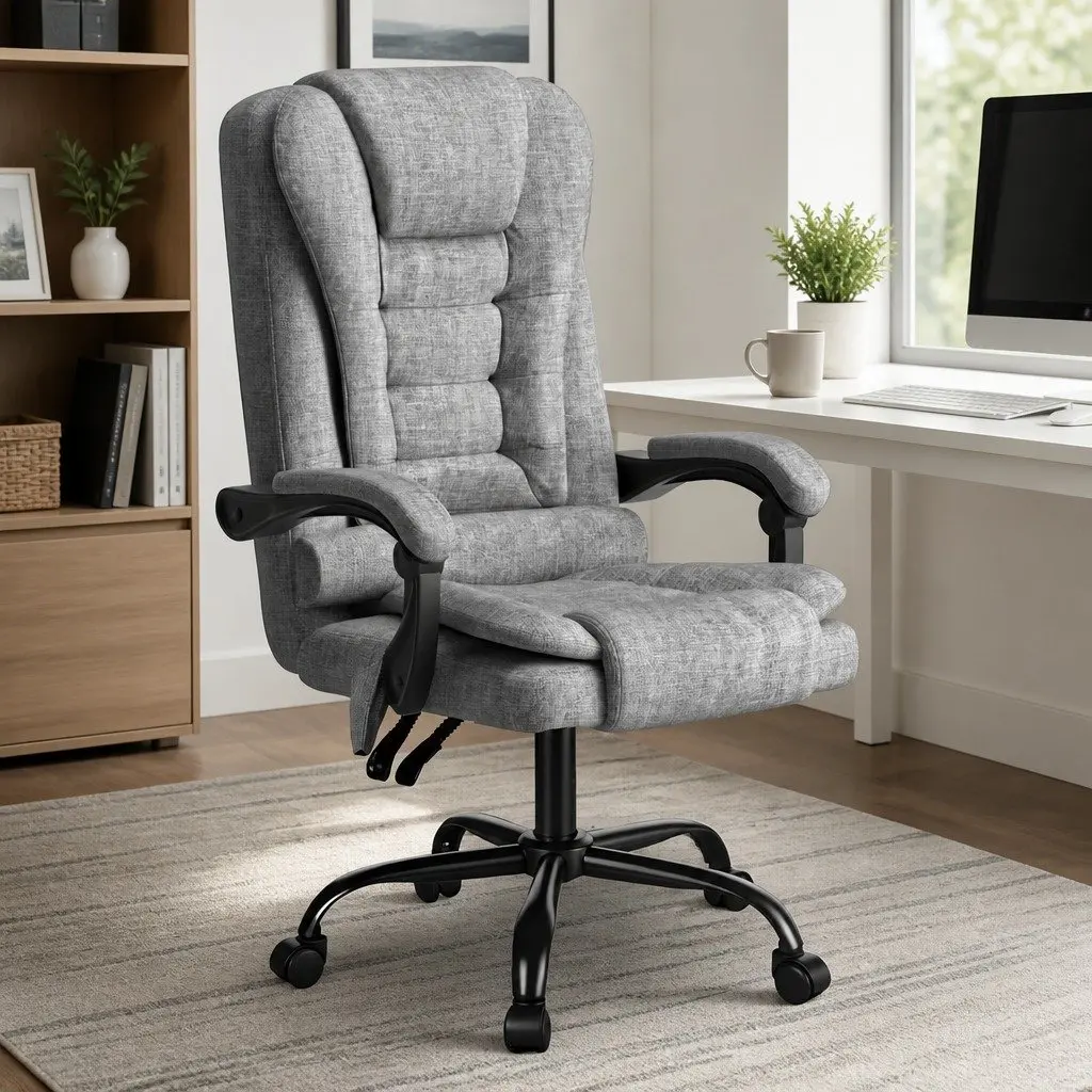 Ergonomic Grey Executive Office Chair with Massage Function