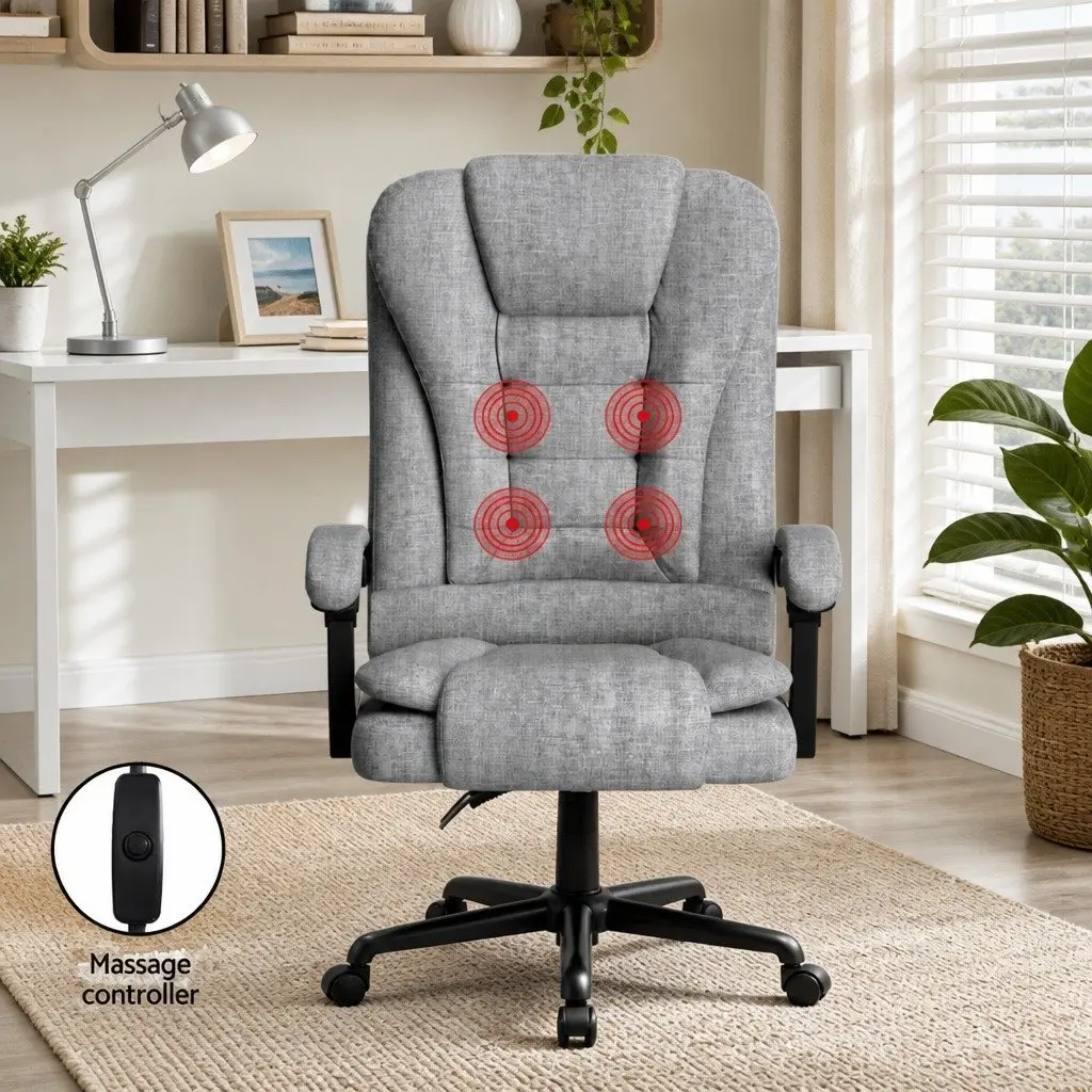 Ergonomic Grey Executive Office Chair with Massage Function