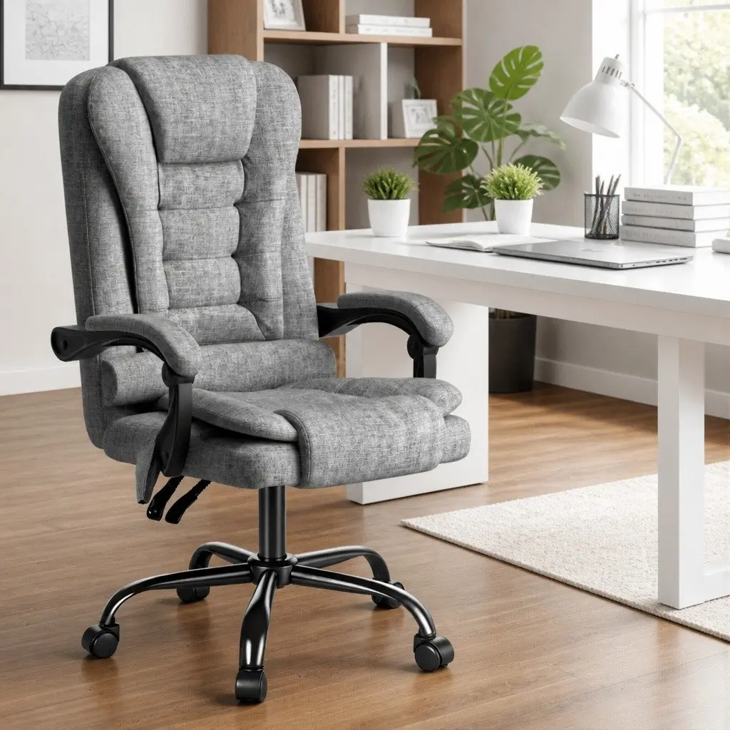 Ergonomic Grey Executive Office Chair with Massage Function