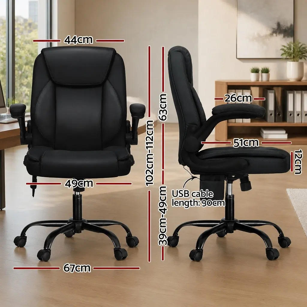 Mid Back Faux Leather Massage Office Chair Black