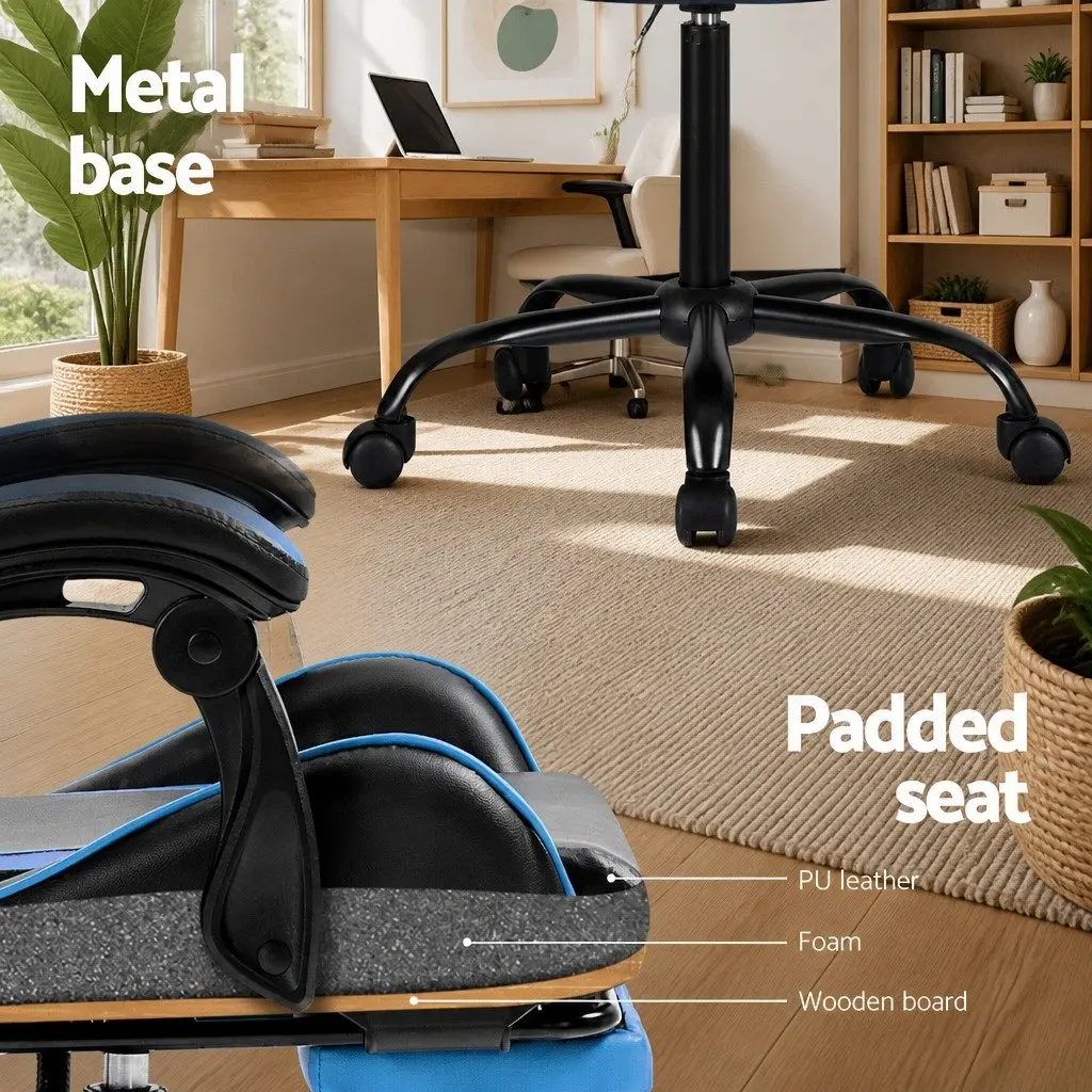 Cyan Blue Ergonomic Massage Gaming Office Chair
