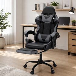 Massage Gaming Office Chair with Footrest Ergonomic Design 360 Degree Rotating