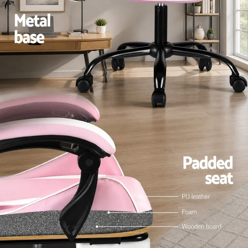 Massage Gaming Office Chair with Footrest 2 Point Vibration Lumbar Support