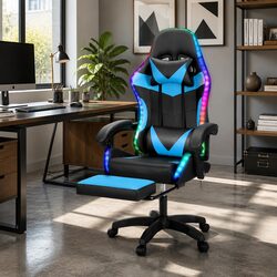 Comfort-Enhancing Gaming Office Chair with Massage and LED