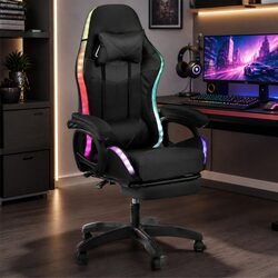 Comfortable Gaming Office Chair with RGB LED Footrest