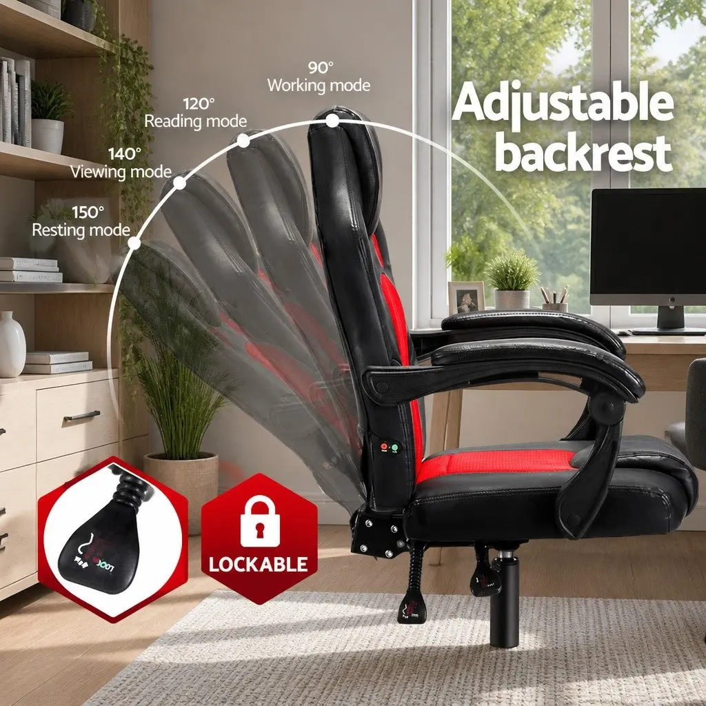 High Back Reclining Massage Gaming Chair with Vibration