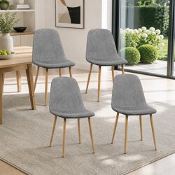 Set of 4 Light Grey Dining Chairs with Curved Seats