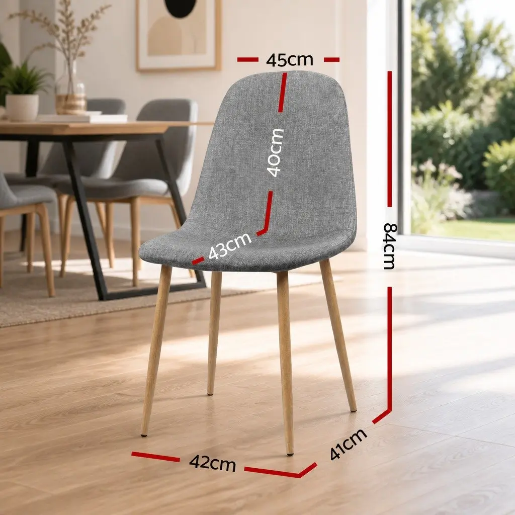 Set of 4 Light Grey Dining Chairs with Curved Seats