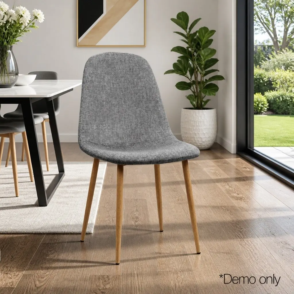 Set of 4 Light Grey Dining Chairs with Curved Seats