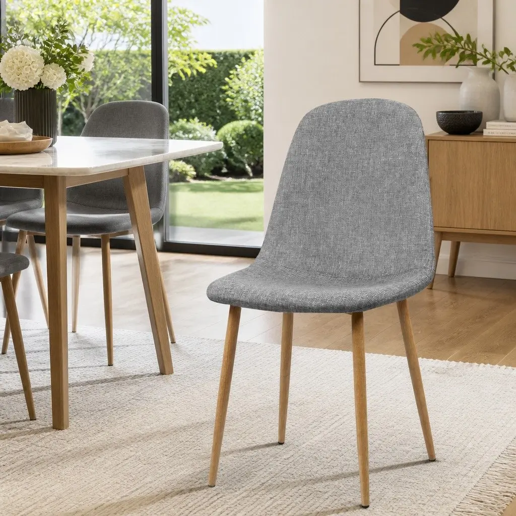 Set of 4 Light Grey Dining Chairs with Curved Seats
