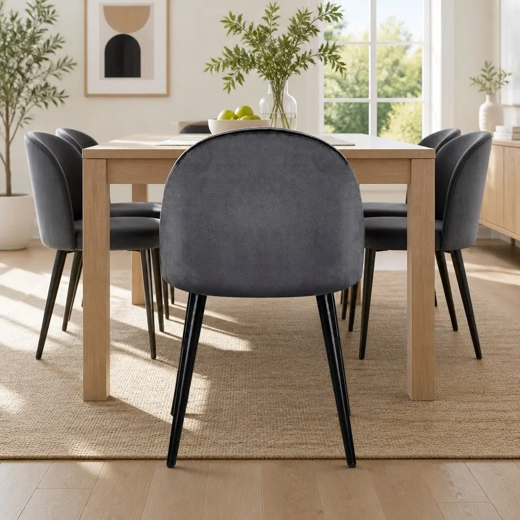 Velvet Dining Chairs Set of 2 in Dark Grey