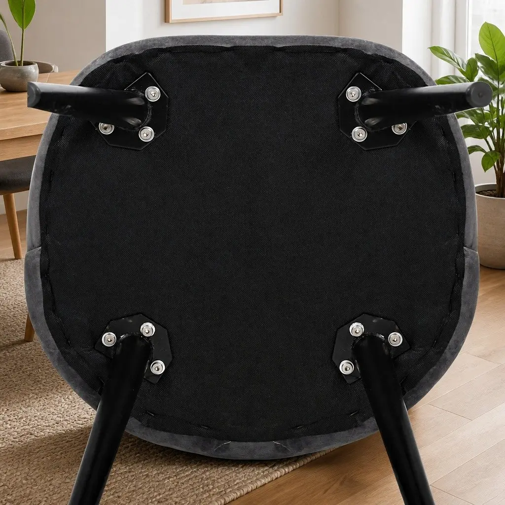 Velvet Dining Chairs Set of 2 in Dark Grey