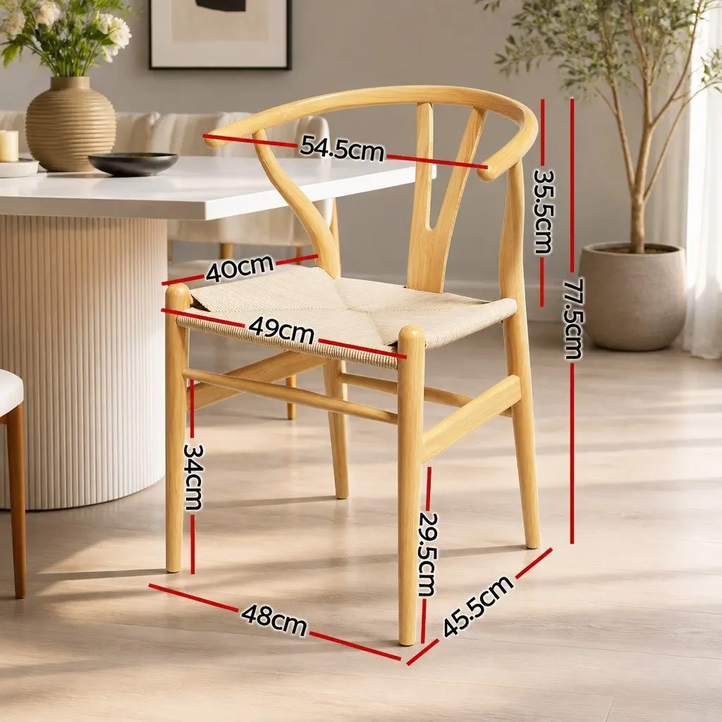 Wooden Frame Rattan Seat Dining Chair with Wishbone Back