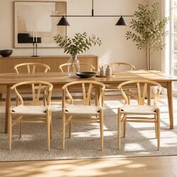 Set of 6 Wishbone Backrest Dining Chairs