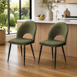 Sturdy Green Velvet Dining Chair Set of 2