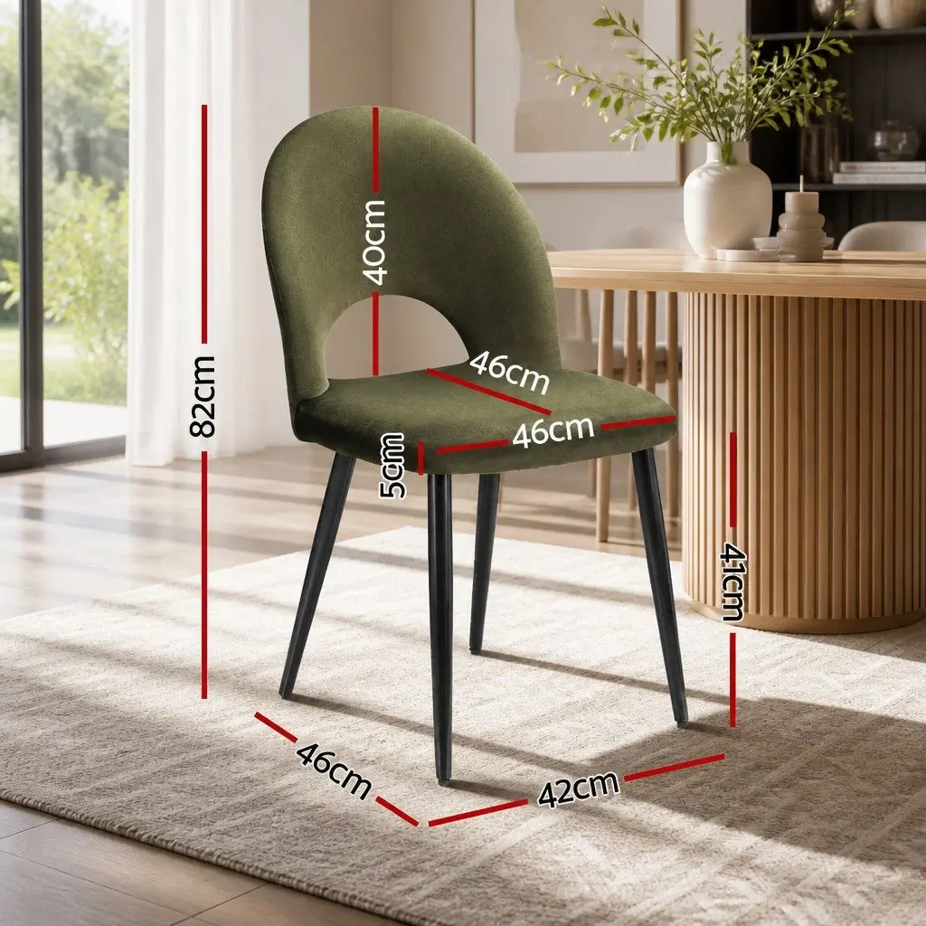 Dining Chairs Velvet Green Padded Seat 4 Piece Plywood Frame Metal Legs