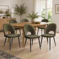 Durable Set of 6 Green Velvet Dining Chairs