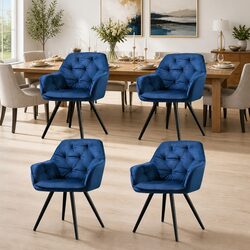 Navy Blue Velvet Dining Chairs Set of 4