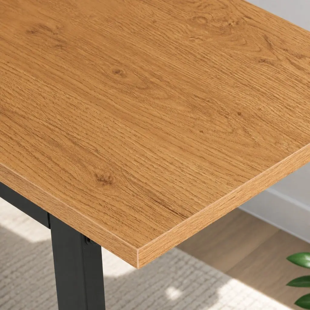 Dining Table 6 Seater Rectangular Kitchen Café 150cm Pine Black Wooden Metal