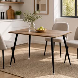 Rectangular 4 Seater Dining Table with Natural Wood Top