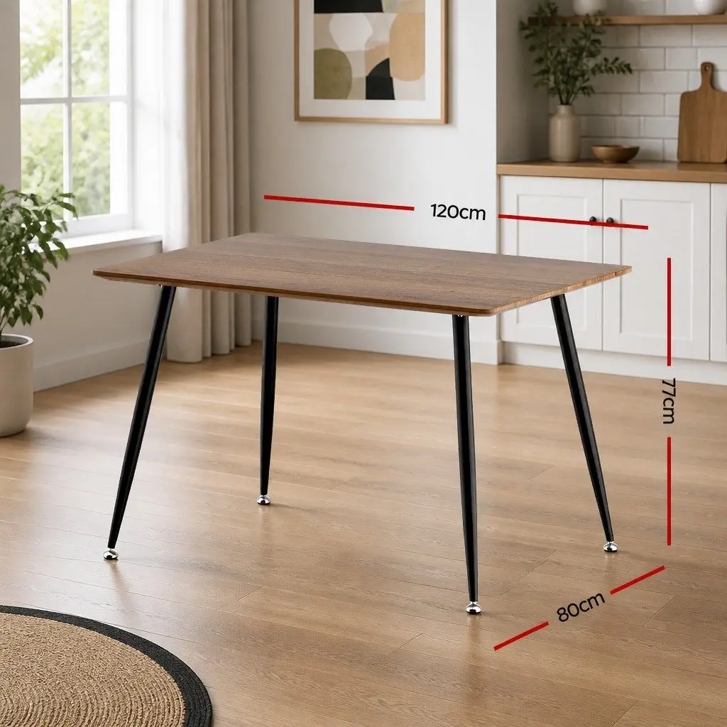 Rectangular 4 Seater Dining Table with Natural Wood Top