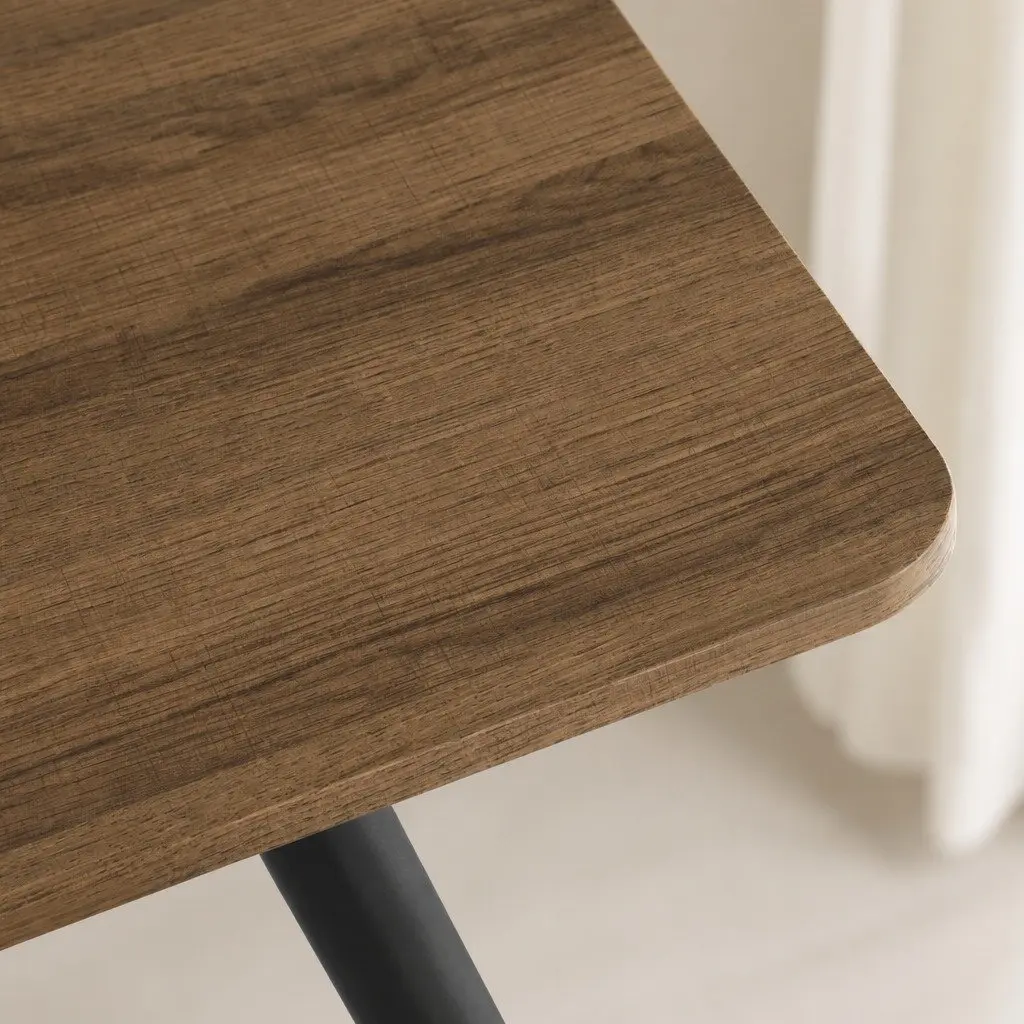 Rectangular 4 Seater Dining Table with Natural Wood Top