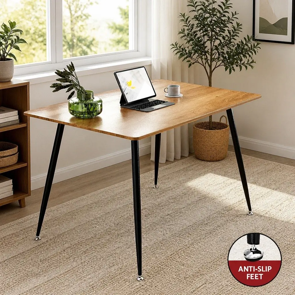 Rectangular 4 Seater Dining Table with Natural Wood Top